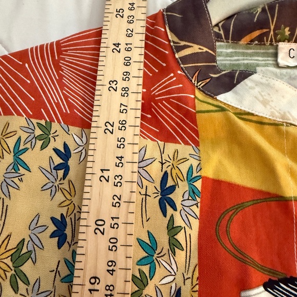 Citron Santa Monica Silk Linen Patchwork Japanese Art Blouse Jacket M Artisan - Picture 12 of 12